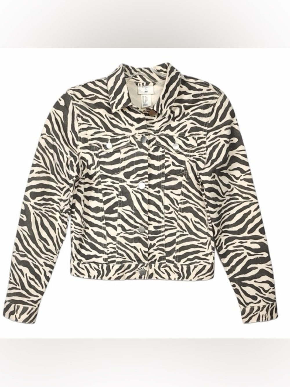 Natural White/Dark Gray with Zebra-Print. KAROLINA KIJAK x H&M Jacket Size 9/10
